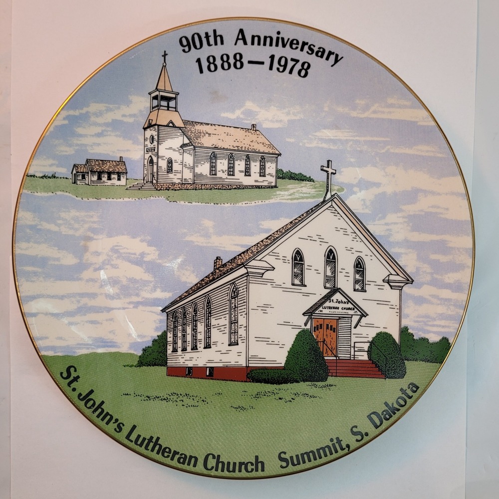 World Wide Art Studios St Johns Lutheran Church Summit SD 90th Anniversary Plate